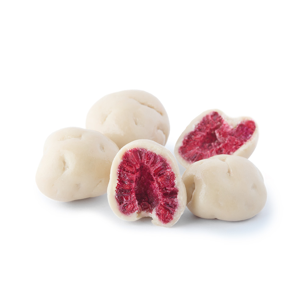 Himbeeren dragiert in Weißer Schokolade